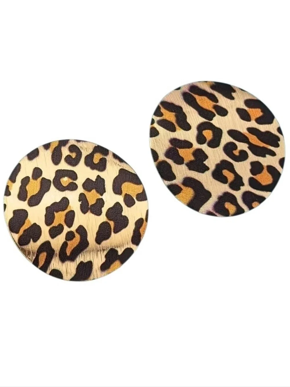 NEW! Bold Leopard Print Round Statement Post Earrings - Gold and Black